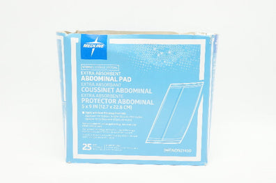 Medline NON21450 Extra Absorbent Abdominal Pad 5inch x 9inch - Box of 25